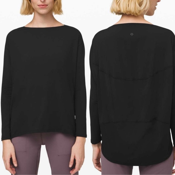 Women’s Lululemon Relaxed Black Crew Neck Cotton Long Sleeve Top Size 8 - Picture 5 of 7